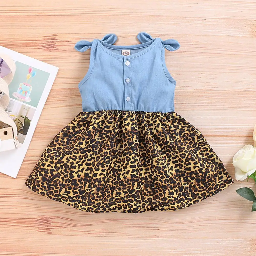 Детское платье без рукавов с леопардовым принтом | Мать и ребенок