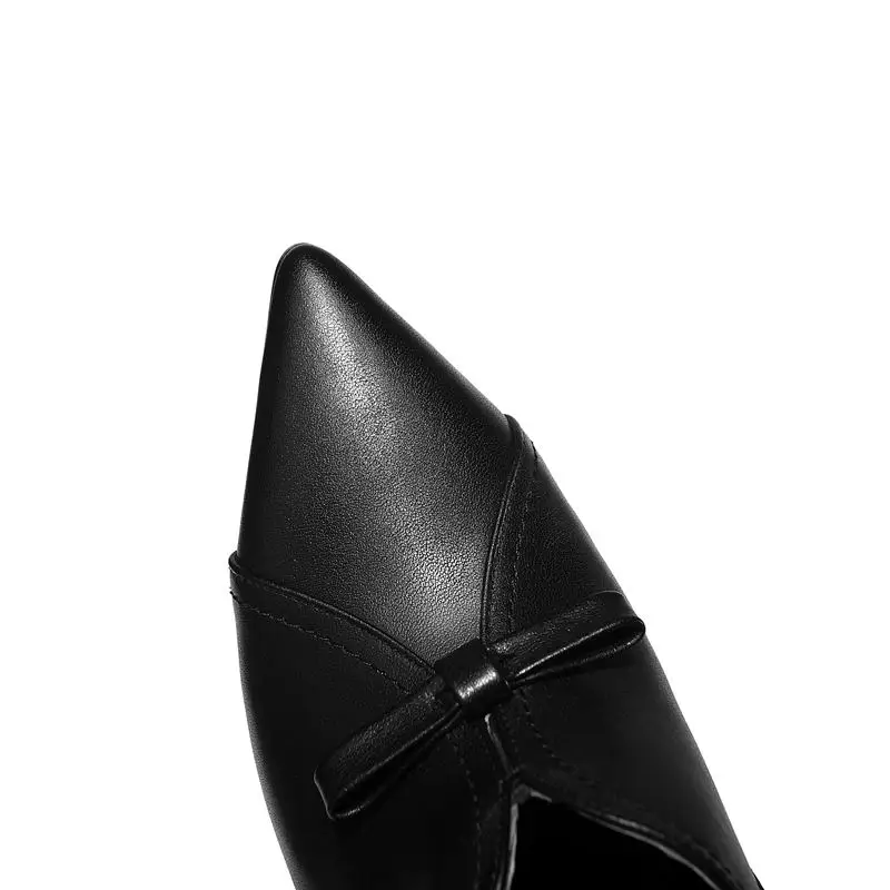 

ALLBITEFO size 33-42 bowknot design fashion real genuine leather women heels shoes high heel shoes high heels tacones mujer