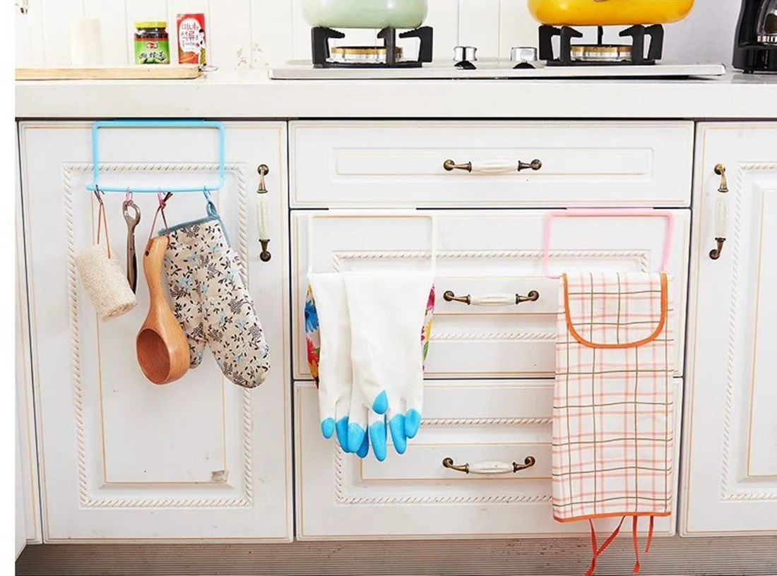 

1PC Kitchen Organizer Towel Rack Hanging Holder Bathroom Cabinet Cupboard Hanger Shelf For Kitchen Supplies Accessories