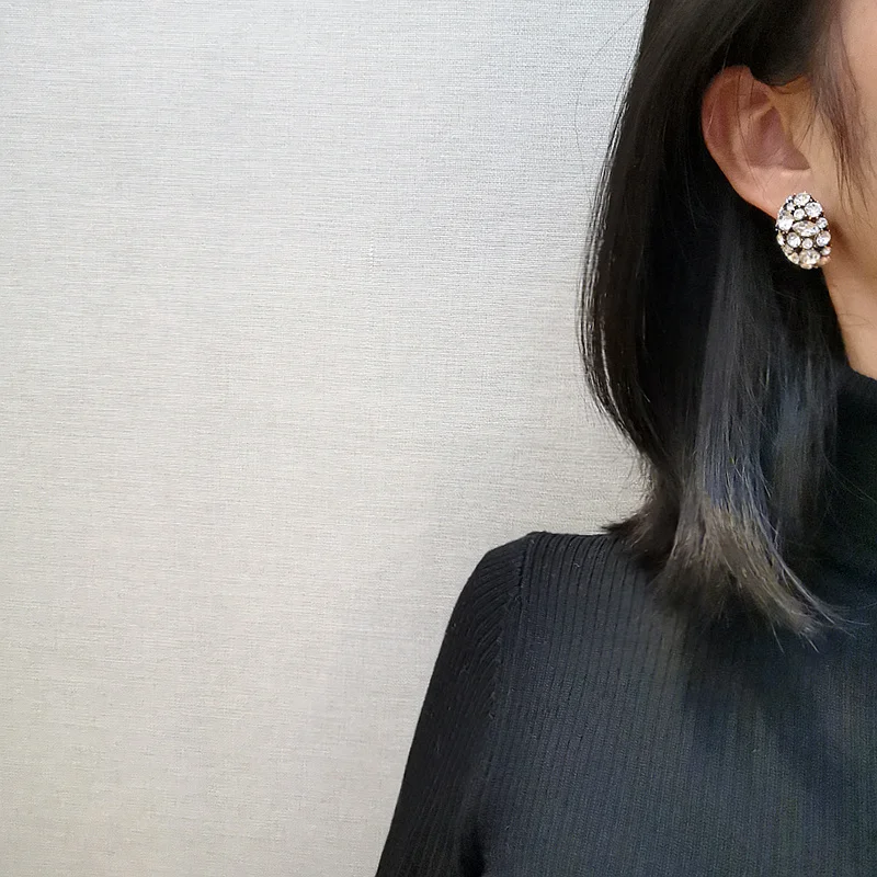 Женские винтажные серьги гвоздики с кристаллами роскошные элегантные массивные