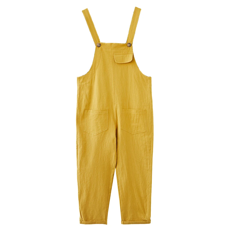 

Lucyever Plus Size Women Jumpsuits Loose Pocket Summer Cotton Linen Suspenders Ladies Rompers Causal Sleeveless Wide Leg Overal