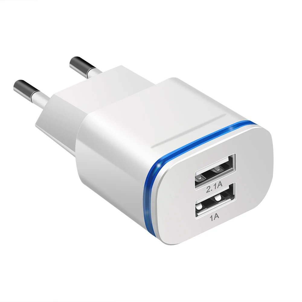 2 Порты и разъёмы USB зарядное устройство светодиодный светильник для сетевого дорожного зарядного устройства 5V 2A адаптер для Xiaomi redmi samsung huawei iphone 678 XS MAX универсальный кабель
