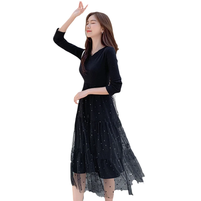 Женское трикотажное платье средней длины элегантное облегающее тонкое из