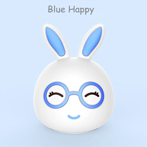 Blue Happy Силиконовый смарт-Кролик USB Перезаряжаемые светодиодный Ночной светильник сенсорный Сенсор 7 цветов кролик Спальня прикроватная лампа для Для детей малышей - Испускаемый цвет: Blue Happy