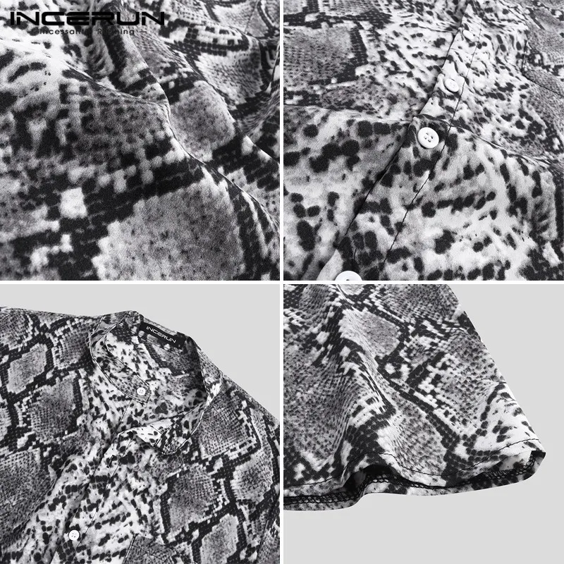 

INCERUN Leopard Print Shirt Men Streetwear Deep V Neck Sexy Button Long Sleeve Blouse Party Fashion Casual Shirt Men Camisa 2021