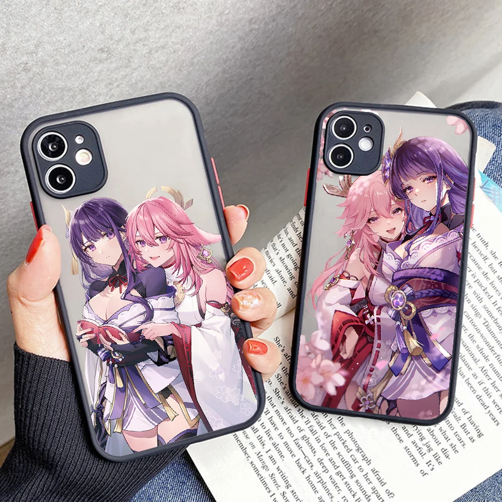 Чехол для телефона Genshin Impact Yae MIko iphone SE 2020 6S 7 8 11 12 13 Plus X XS XR Pro Max матовый прозрачный