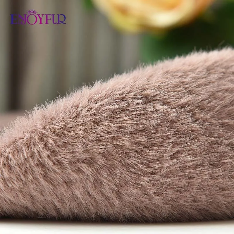 ENJOYFUR, женские шапки для зимы, имитация шерсти, толстые шапки для женщин, одноцветные, новые брендовые шапки с черепами