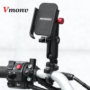vmonv chargable motorcycle rearview mirror cell phone holder stand for 4 to 6 5 inch phone handlebar bike bicycle mount support free global shipping
