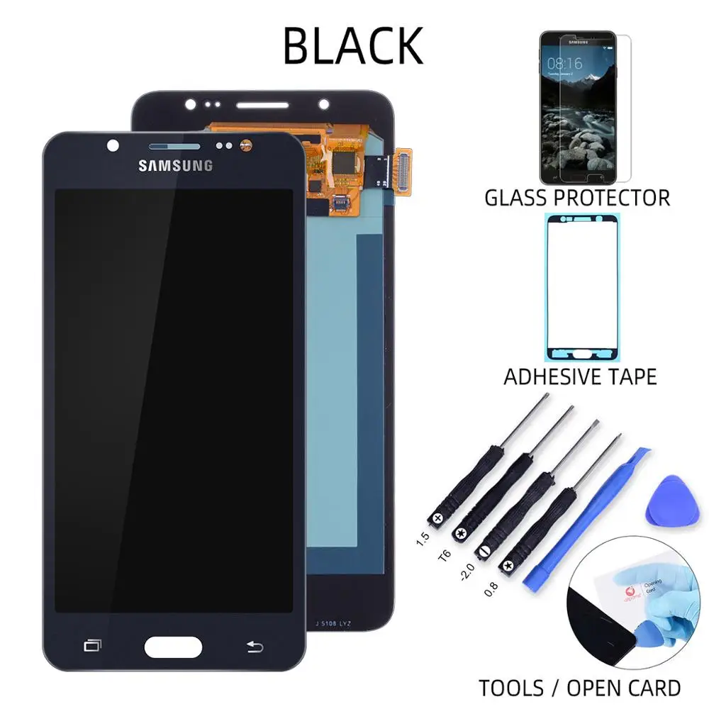 Black No Frame AMOLED Дисплей для SAMSUNG Galaxy J5 LCD в сборе с тачскрином 5.2'' J510F J510 J510FN J510M - Цвет: Black No Frame