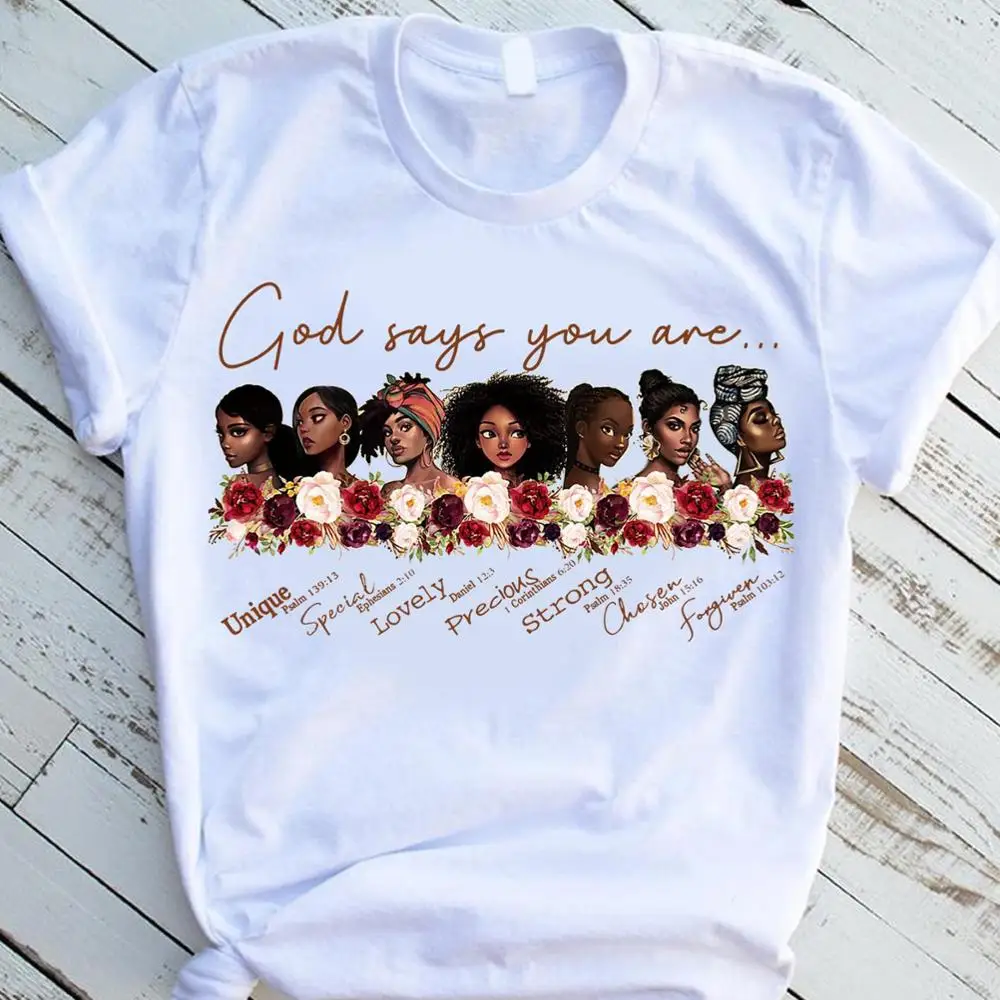 God says you are black girl is beutiful magic футболка женская модная с графикой черная надписью lives