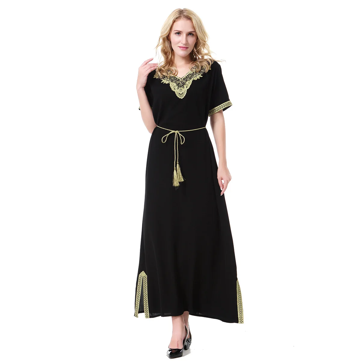 Женское мусульманское платье Abaya свободное однотонное платье-Кафтан в арабском