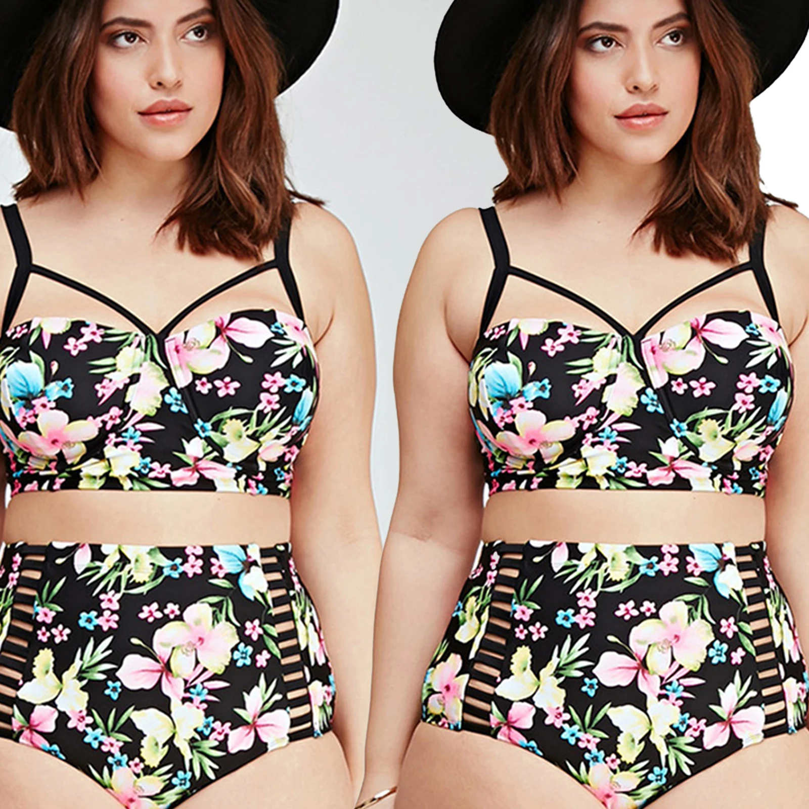 

Women Summer Beachsuit Ladies Floral Printed Bikini Set High Waisted Swimsuit Bather Two Piece Set Female Swimwear