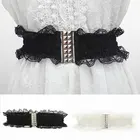 Модный черный, белый широкий кружевной пояс, женский пояс, эластичное платье, ремень с пряжкой, украшение для платья для девушек