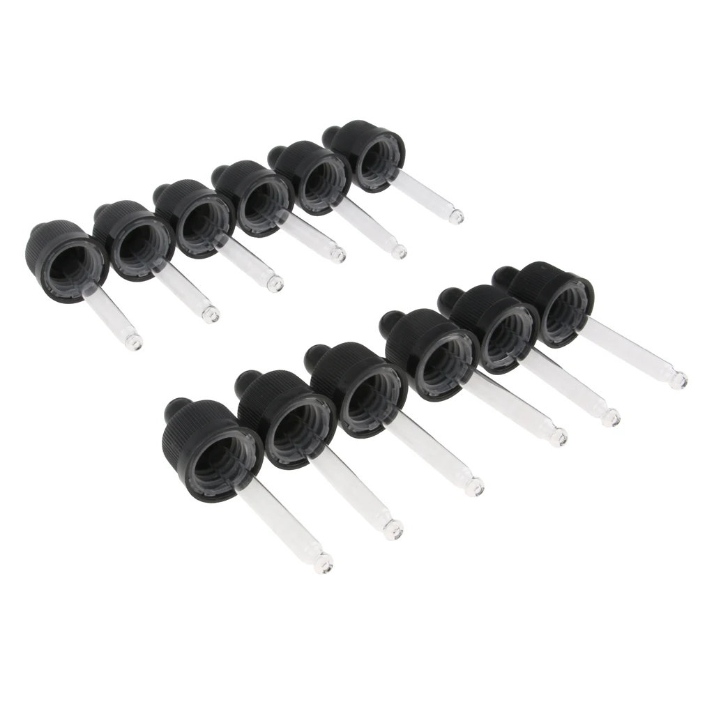 

12x Essential Oil Bottle Aromatherapy Vials Glass Dropper Pipette Tops 15ml