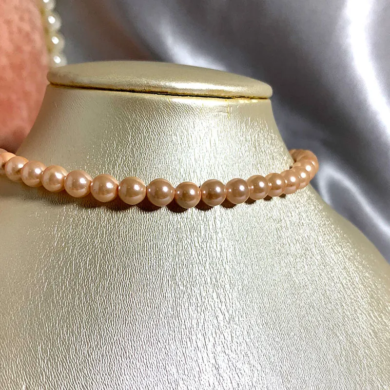 Женское классическое свадебное ожерелье элегантное из перламутрового розового