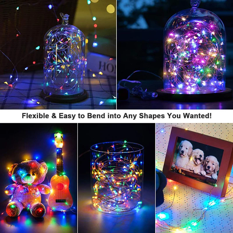 

2M 5M 10M Led Battery Operated Sliver Wire Fairy garland Light Christmas Outdoor Lights Chain Wedding Patry Decor