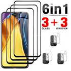6 в 1 Защитная пленка для экрана из закаленного стекла Защитная пленка для Xiaomi Poco M3 Pro 5G экран протектор объектива камеры пленка для Poxo Poko м 3 M3Pro