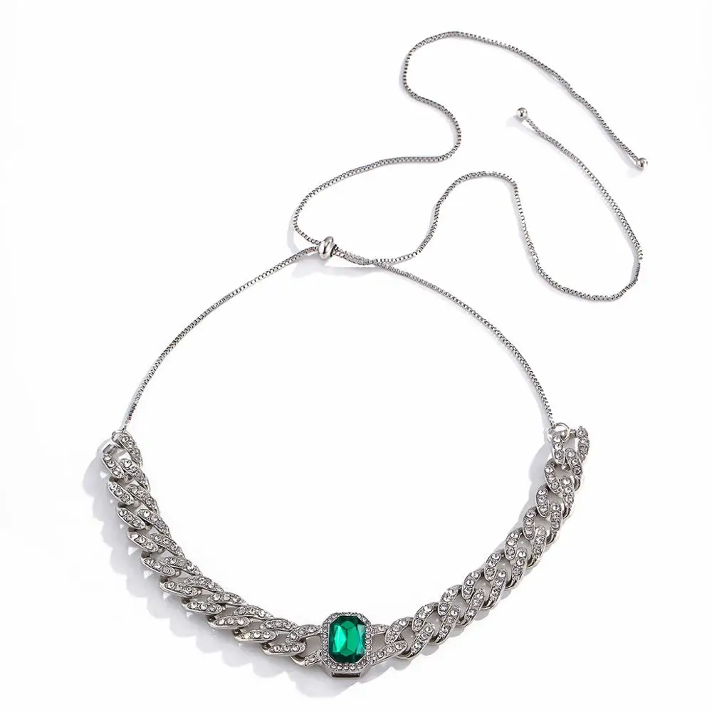 

IngeSight.Z Full Iced Out Rhinestone Miami Curb Cuban Choker Necklace Luxury Adjustable Square Crystal Chain Necklaces Jewelry