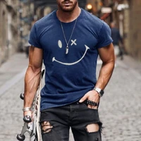 2021 new trend round neck casual wear summer short sleeve smiling face mens top short sleeve t shirt 3d printing