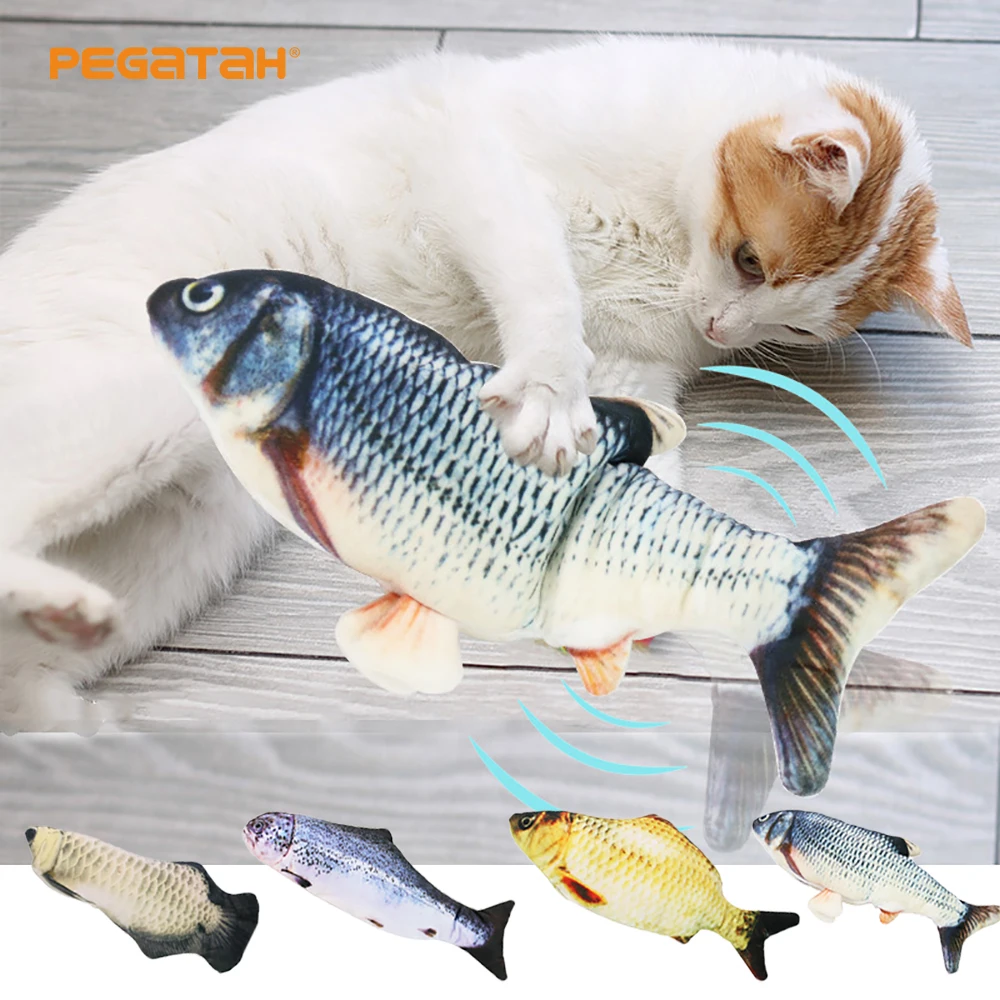 Электрическая рыба для кошек, 3d-рыба, имитация танцев, USB-зарядка, прыгающая движущаяся, гибкая рыба, игрушка для кошек, электронная рыба, игр...