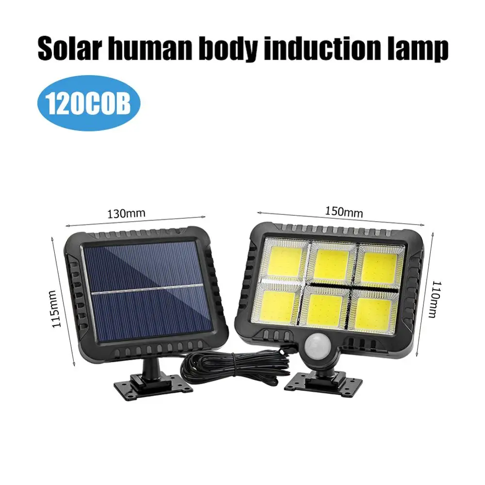 COB 100LED открытый солнечный светильник PIR датчик движения Водонепроницаемый Открытый Путь ночной Светильник ing инфракрасный датчик садовый светильник - Испускаемый цвет: 120LED