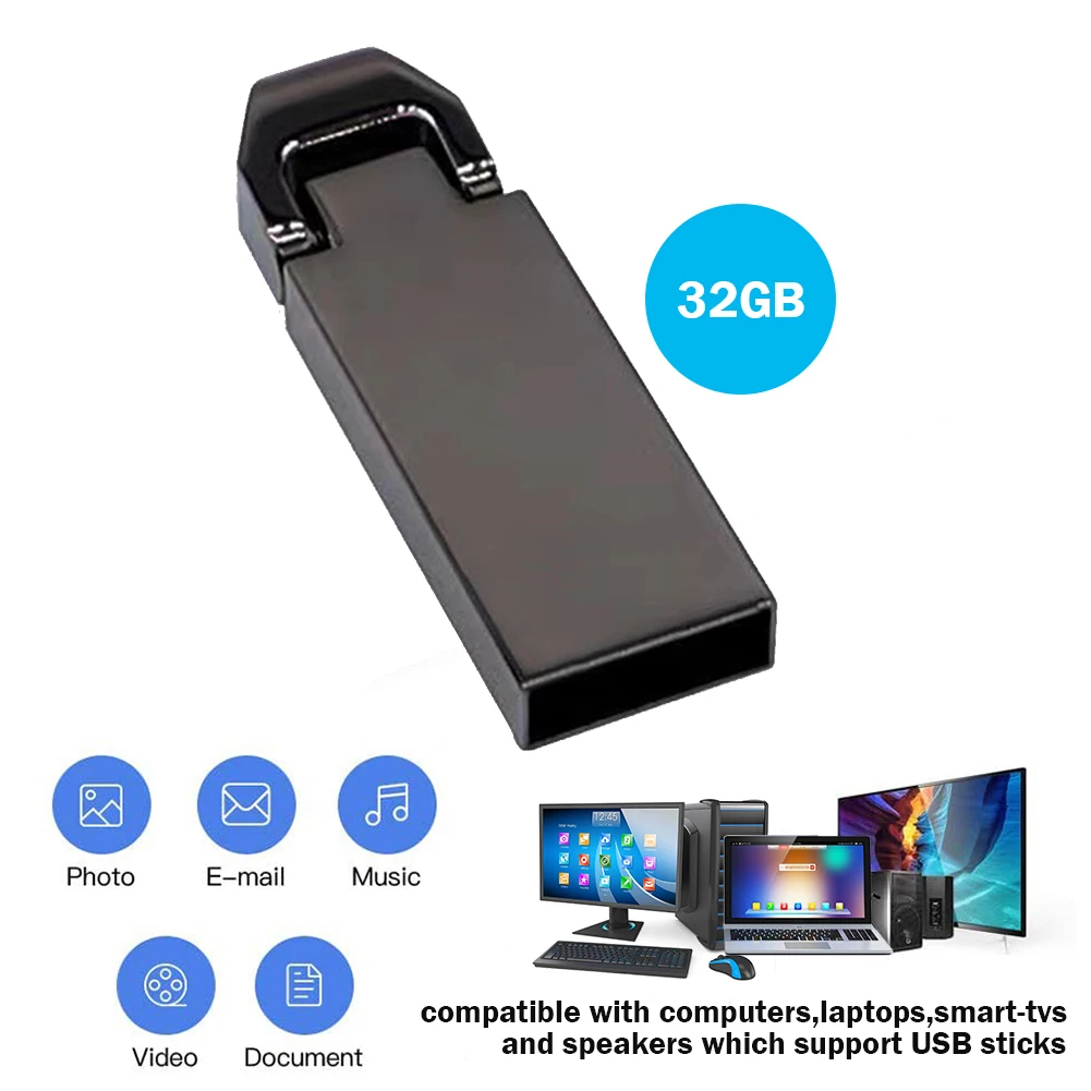 

USB Flash Drive Zinc Alloy Pendrive Jump Drive for Desktop Laptop PC Speaker Car External Storage 4G/8G/16G/32G/64G/128G