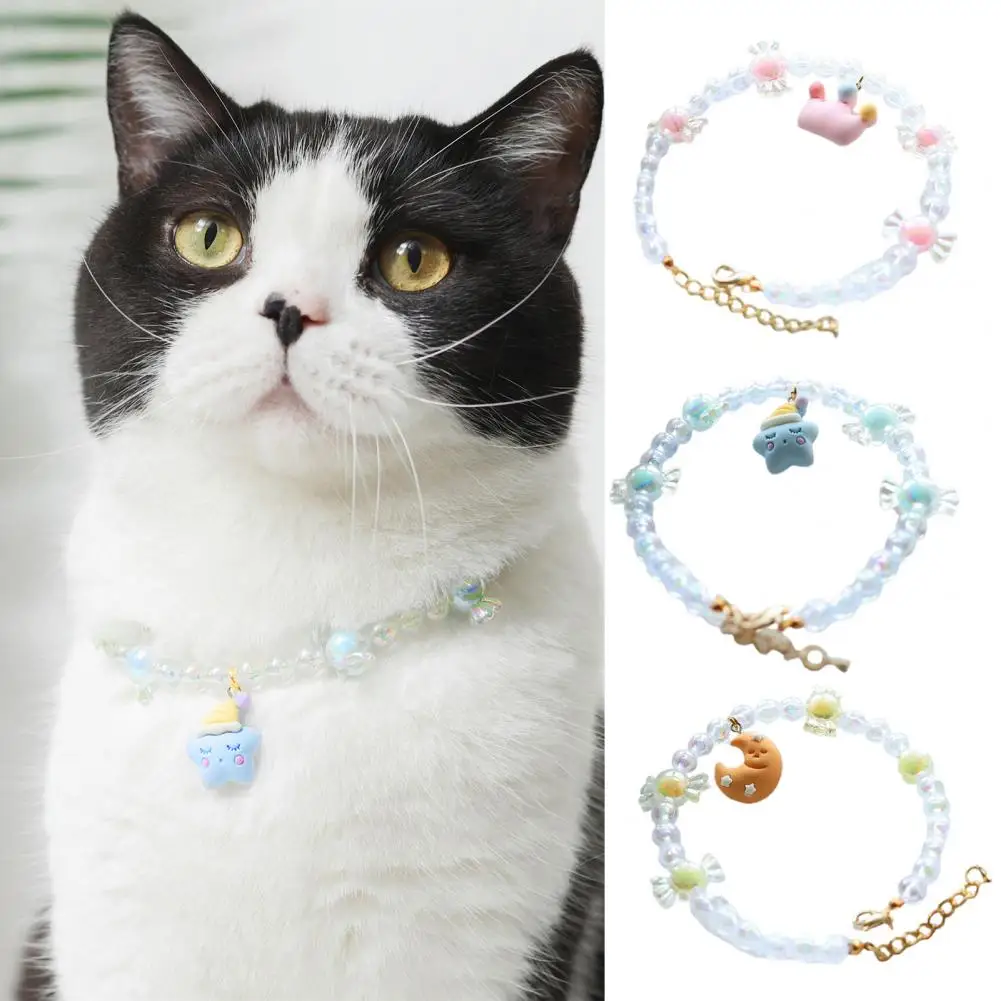 

Creative Pet Collar Lustrous Candy Shaped Beads Pet Necklace Cute Car Kitten Collar