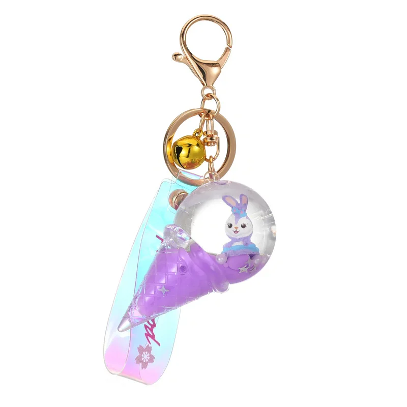 

Creative new crystal ice cream popsicle girl cute keychain into oil floating doll pendant small gift