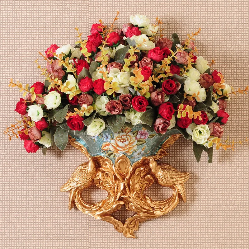 Настенная ваза + искусственный цветок в европейском ретро стиле декор для отеля