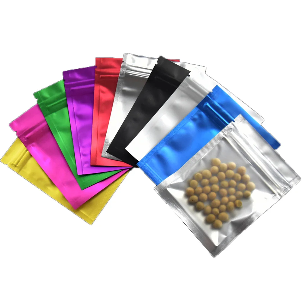 

100Pcs Clear Aluminum Mylar Foil Zip Lock Bag Self Grip Seal Tear Notch Resealable Flat Packaging Pouches for Food Snack Tea