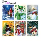 Алмазная живопись с снеговиком и изображением снеговика