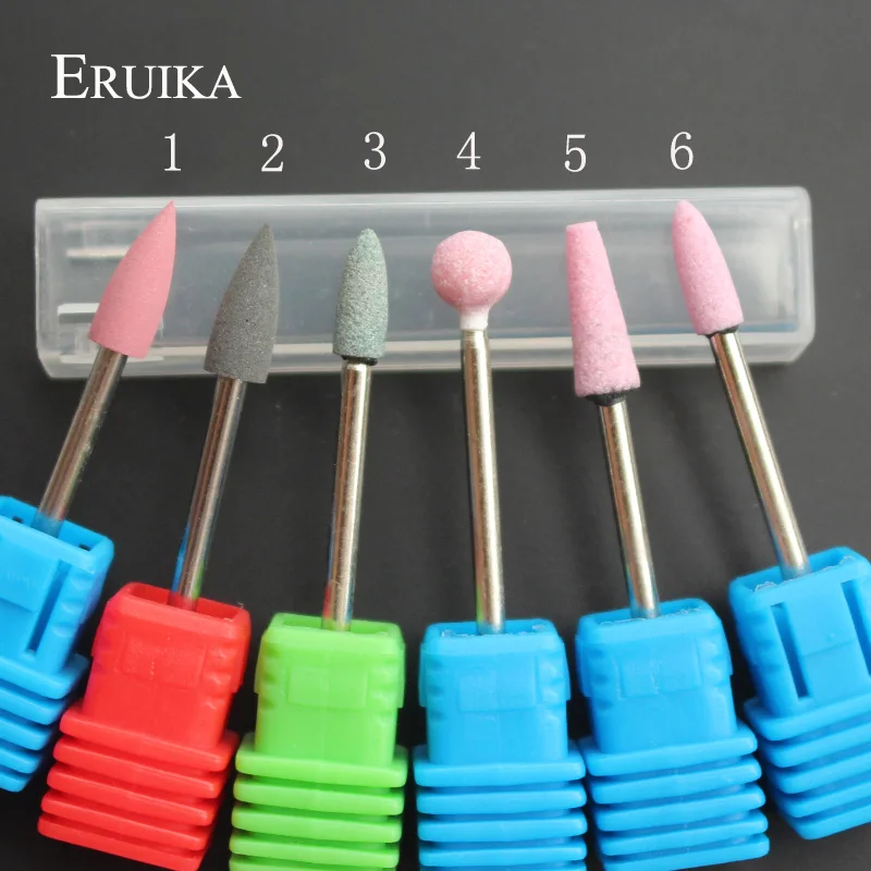 ERUIKA 6 шт. керамический камень силиконовая фреза для ногтей электрические сверла