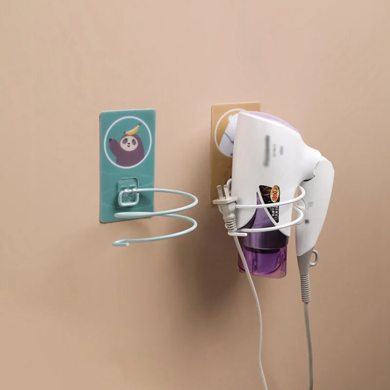 

Hair Dryer Storage Rack Wall Hanging Bathroom Storage Frame Cute Pattern Hair Dryer Shelf Home Hotel Bathroom Accessories