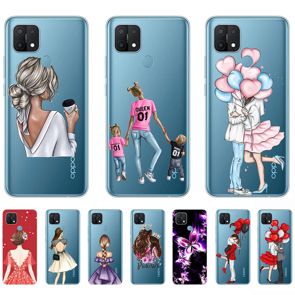 

Silicon Case for Oppo A15 Fashion Flexible Soft Clear Women's Shell Cases Parent-child Full Protection Dirt-resistant Back Cover