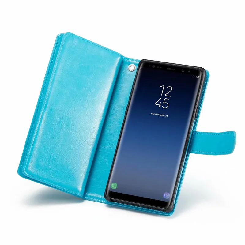 Роскошный Съемный кожаный чехол-бумажник с откидной крышкой для Samsung Galaxy Note 4 5 8 9 10
