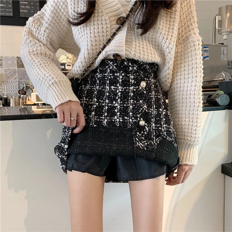 

Skirts Women A-line Fashion Bodycon Wool Skirt Womens Trendy Leisure Plaid All-match Chic Ins Designer High Waist Slim New Daily