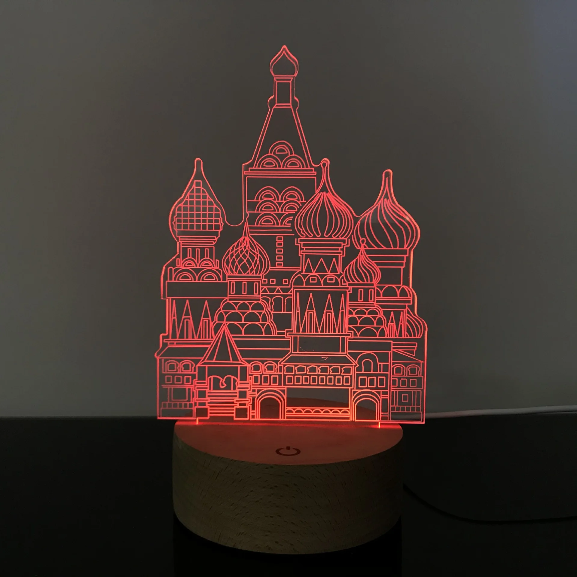 Креативный 3D ночной Светильник с замком деревянный по индивидуальному заказу