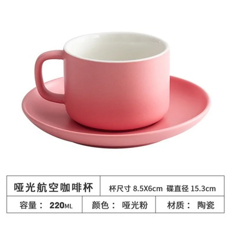 

Matte aviation cup ceramic garland coffee cup and saucer set simple European straight teacup flower tea custom logo