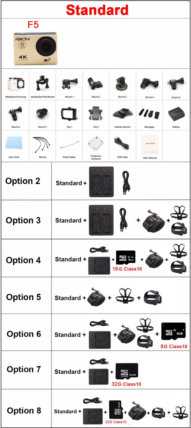 Богатые F5 экшн камеры WiFi шлем подводная камера Водонепроницаемые спортивные 1080P
