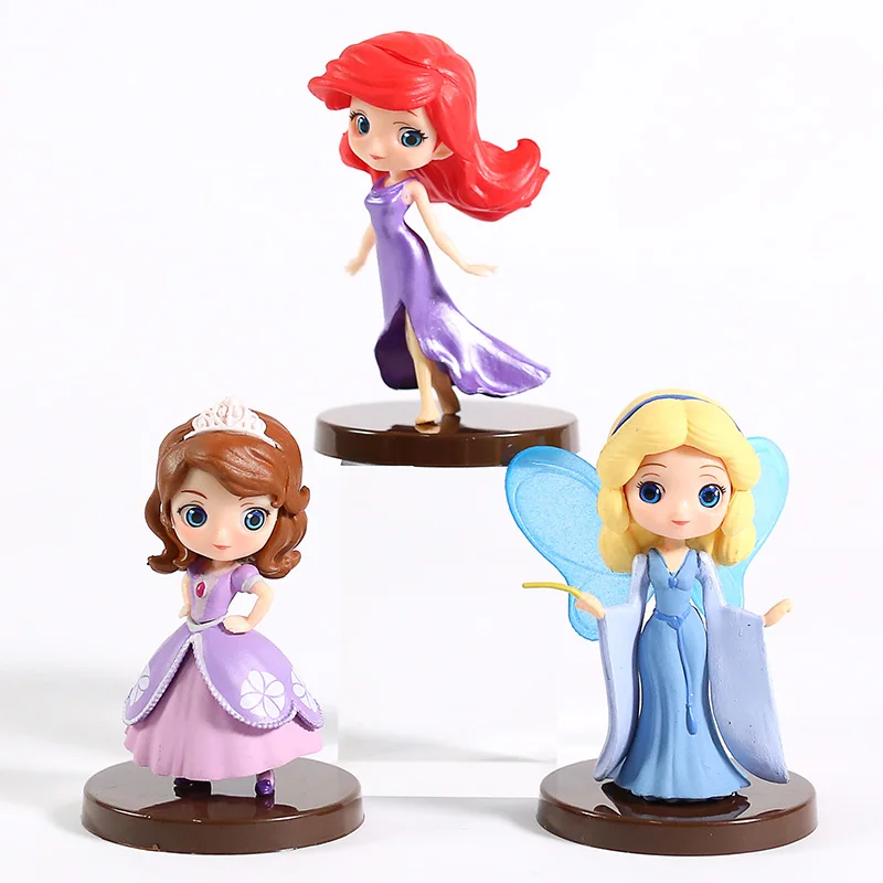 3 шт./компл. Q Posket персонажи Petit Princess София Ариэль синяя Фея фигурки аниме коллекционные куклы детские игрушки