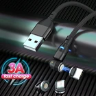 Магнитный USB-кабель 90 градусов, светодиодный Micro USB Тип C, зарядный провод, 3A, шнур для быстрой зарядки и передачи данных для iPhone 12, 11, Xiaomi 11, Huawei P40