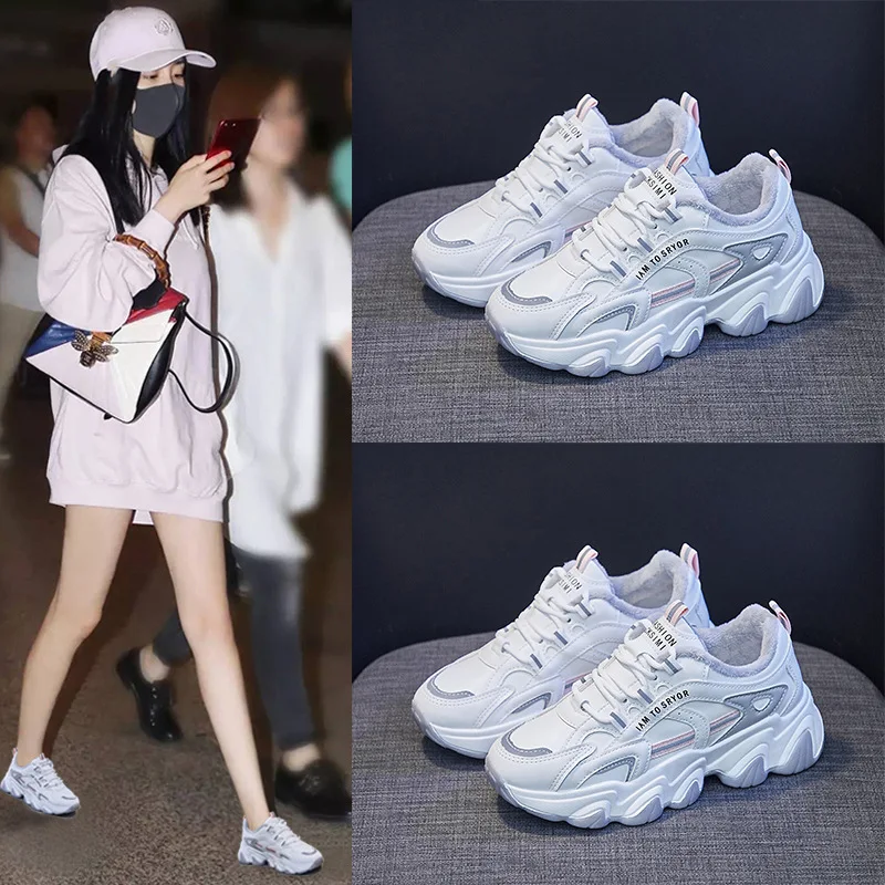 

Модная Корейская версия 2022 трендовая осенне-зимняя новая стильная повседневная Студенческая спортивная обувь на толстой подошве для женщи...