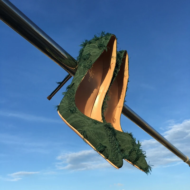 Весна 2020 новые зеленые кисточки знаменитостей высокие тонкие каблуки 12 см