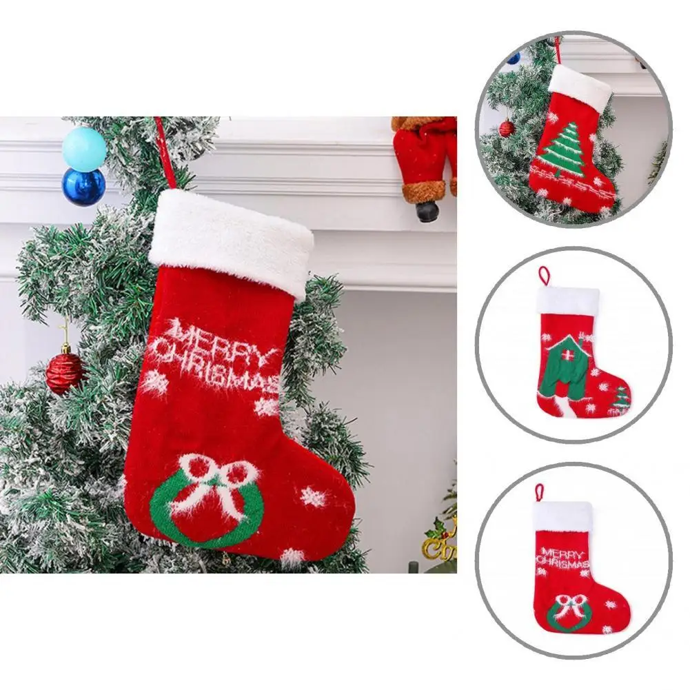 

Flannel Cute Xmas Hanging Fireplace Stockings Wear-Resistant Candy Holder Lovely for Show Window