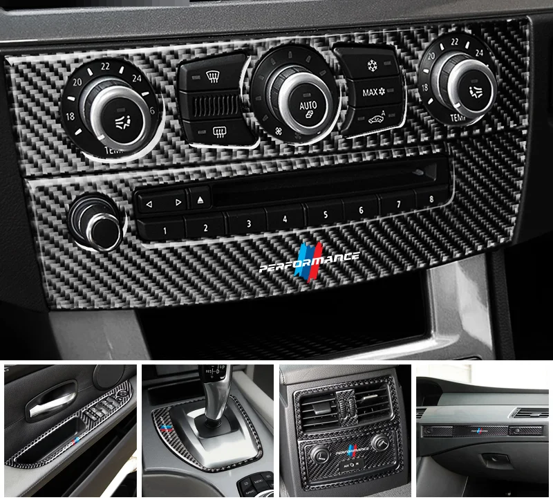 

TPIC наклейка для внутренней отделки из углеродного волокна для BMW E60 5 серии 2004-2010, декоративная наклейка на панели автомобильного центра упра...