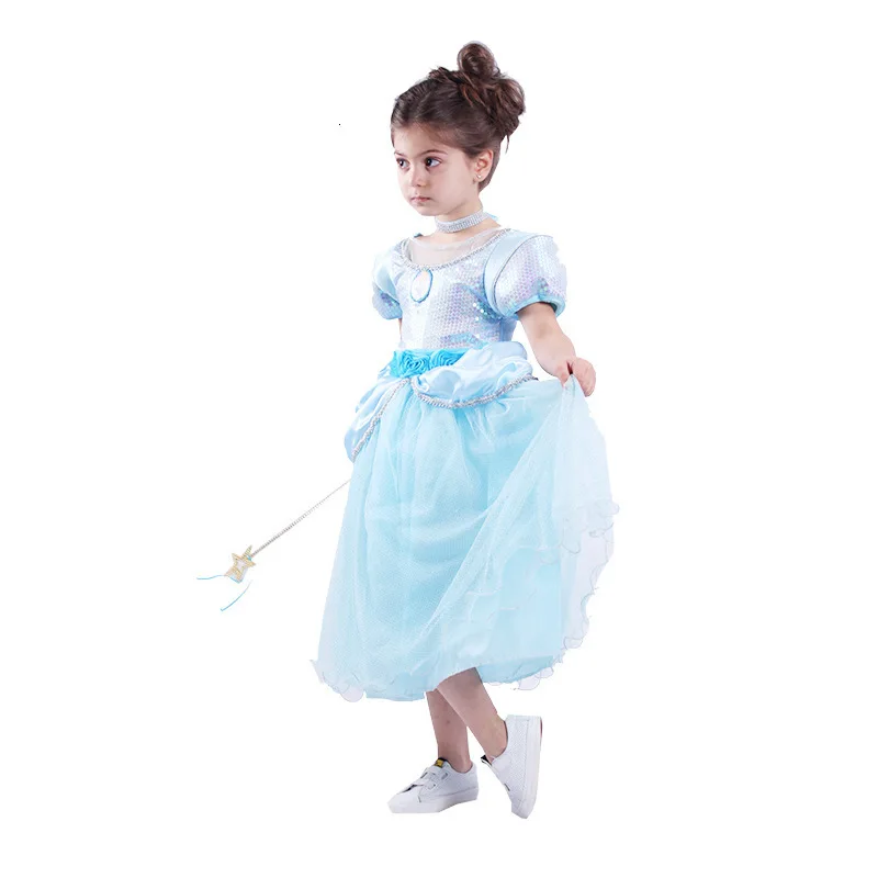 

Girls Cinderella dresses multi-layered princess outfit make-up party children prom dressed in Cinderella suits