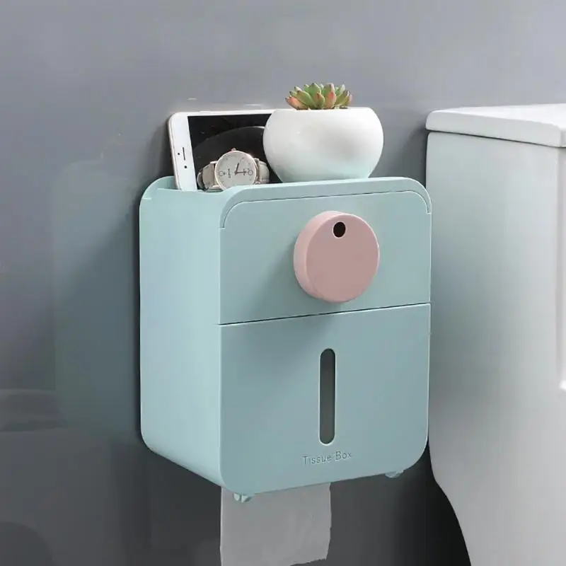 

Wall-hung Tissue Box Household Non-perforated Pumping Creative Multifunctional Toilet Paperrack for Bathroom Toilet Paper Tool