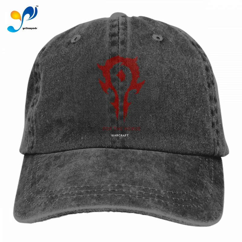 

AiFuShi for The Horde Warcraft Sports Denim Cap Adjustable Snapback Casquettes Unisex Plain Baseball Cowboy Hat Black