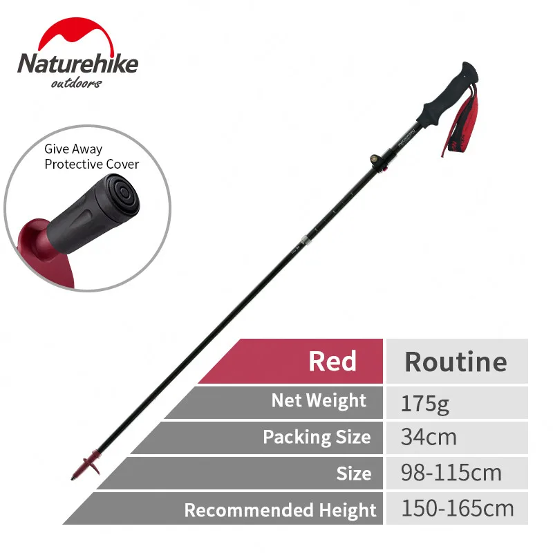 Purple-98-115cm Naturehike 5-секционной углеродного волокна Пеший Туризм палка 34 см складной регулируемый телескопическая дубинка складные трости кемпинг походы полюсов - Цвет: Purple-98-115cm