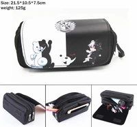 anime danganronpa monokuma canvas pencil case student penbag women makeupbag travel cosmetic bags zipper stationery bag